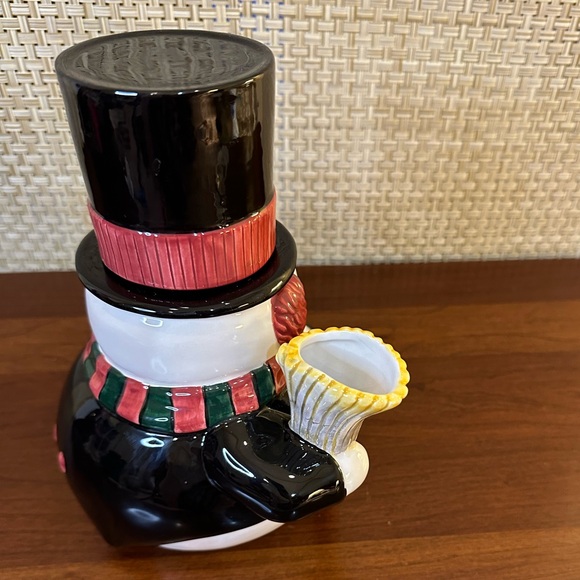 🎄2007 Fitz & Floyd Christmas Snowman Cup Cocoa For One Ceramic Teapot & Teacup - Picture 6 of 13